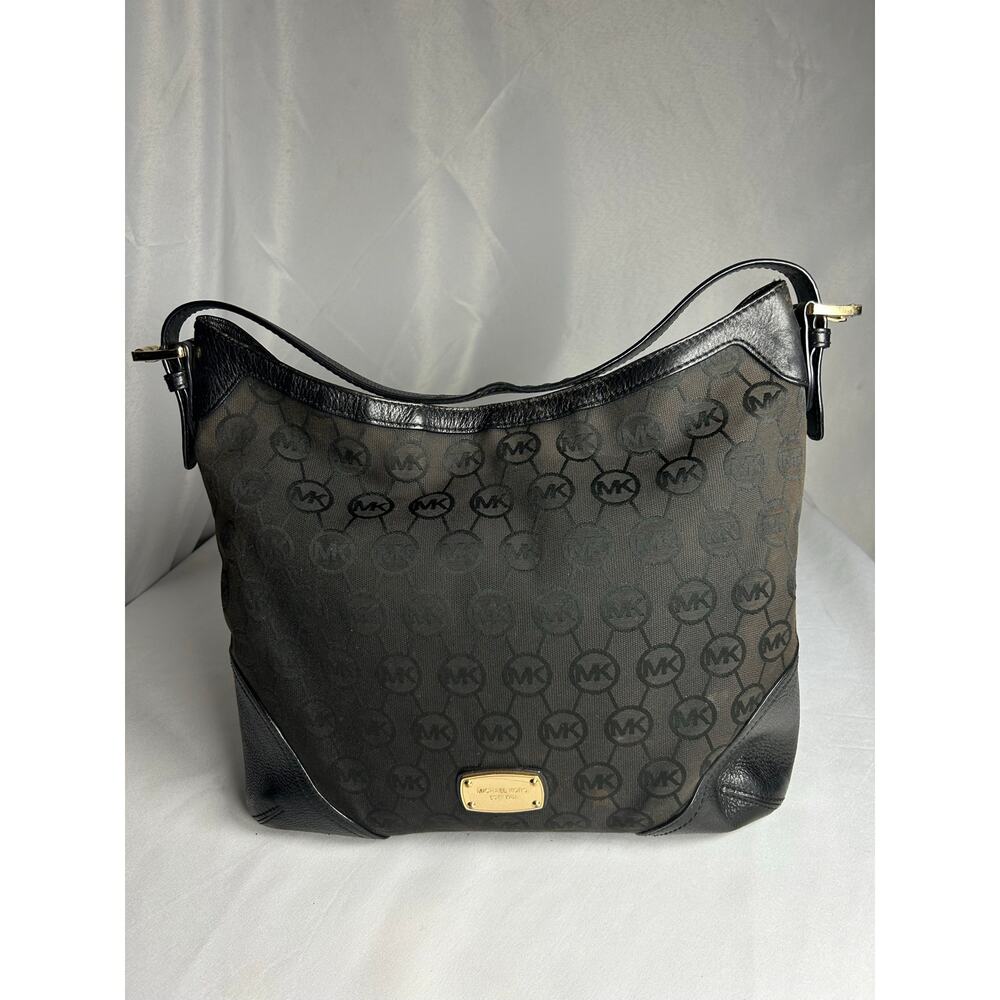 MICHAEL KORS Black Signature Canvas and Leather Millbrook Hobo Tote Bag - Picture 13 of 13